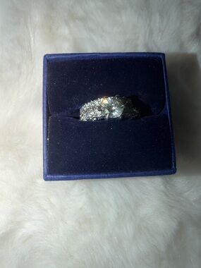 Silver-tone Clear Crystal Bridal Ring - Women Jewelry